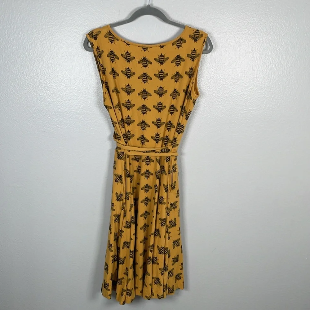 Effie’s Heart Mustard Yellow Bee Novelty Print Wrap top dress with pockets XL - Picture 9 of 11